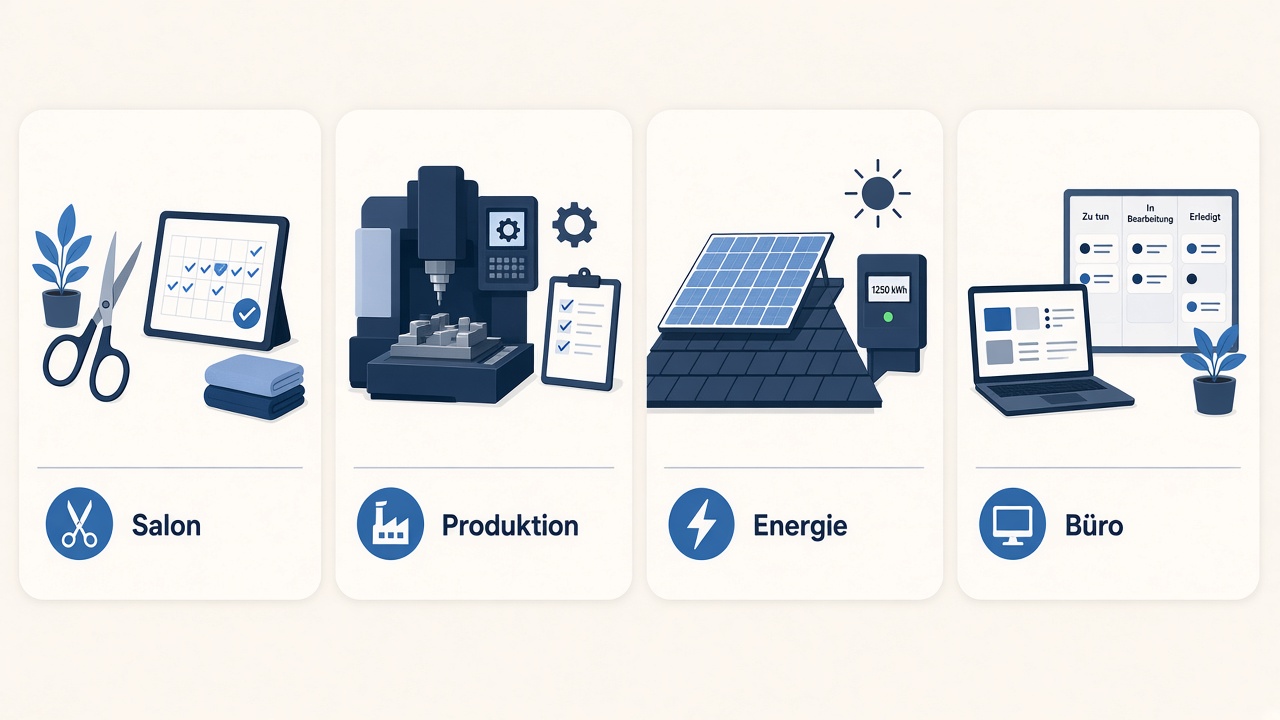 Branchen: Salon, Produktion, Energie, Büro